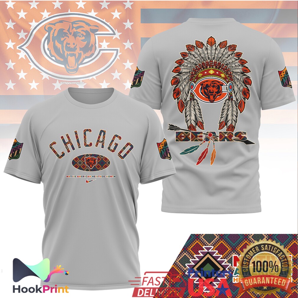 Chicago Bears NFL Native American Heritage Month Headdress T Shirt Chicago Bears NFL Native American Heritage Month Headdress T Shirt