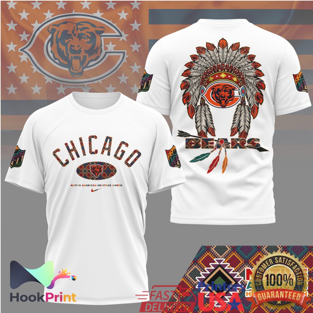 Chicago Bears NFL Native American Heritage Month Headdress T Shirt Chicago Bears NFL Native American Heritage Month Headdress T Shirt