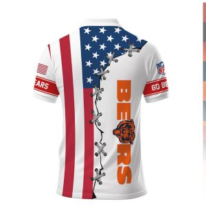 Chicago Bears NFL Patriotic USA Flag Lace Up Graphic Polo