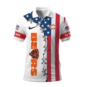 Chicago Bears NFL Patriotic USA Flag Lace Up Graphic Polo