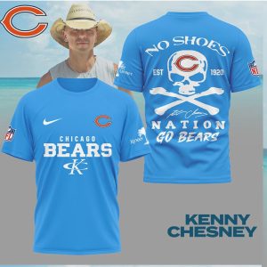 Chicago Bears No Shoes Nation Kenny Chesney Skull T Shirt