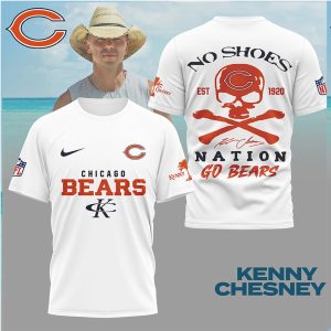 Chicago Bears No Shoes Nation Kenny Chesney Skull T Shirt