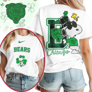 Chicago Bears Snoopy St. Patrick's Day Lucky Clover NFL Football T Shirt