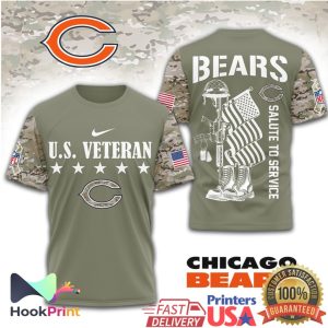 Chicago Bears U.S. Veteran Salute to Service Olive Camo T Shirt