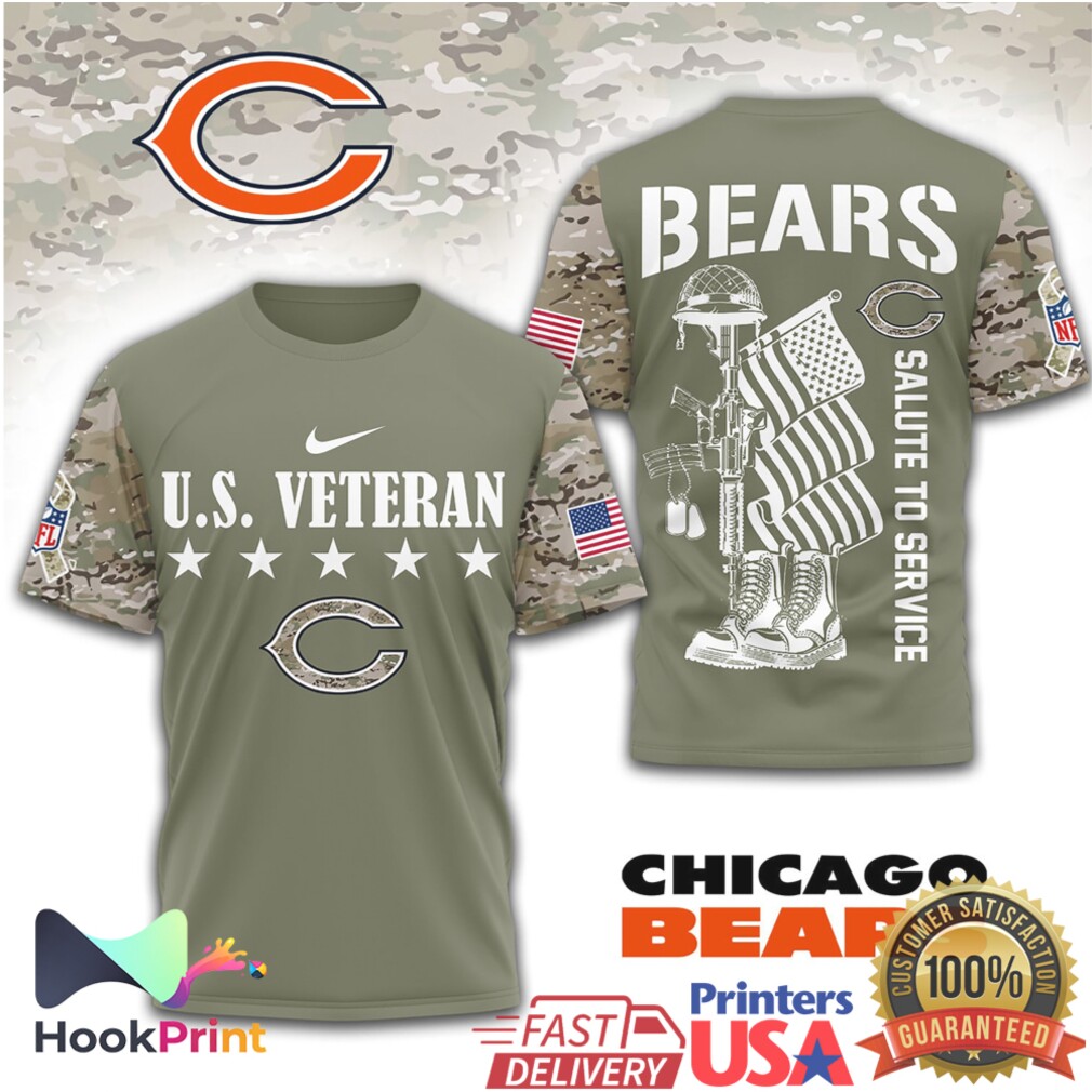 Chicago Bears U.S. Veteran Salute to Service Olive Camo T Shirt Chicago Bears U.S. Veteran Salute to Service Olive Camo T Shirt