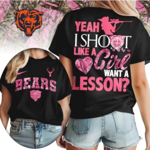 Chicago Bears Yeah I Shoot Like A Girl Pink Camo Hunting NFL Football T Shirt Chicago Bears Yeah I Shoot Like A Girl Pink Camo Hunting NFL Football T Shirt