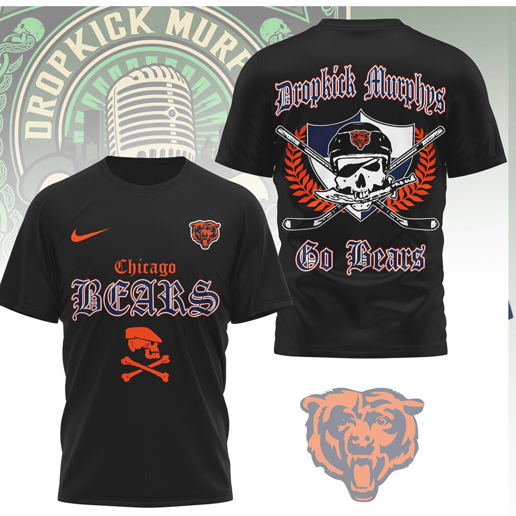 Chicago Bears x Dropkick Murphys Go Bears Skull Hockey Sticks T Shirt Chicago Bears x Dropkick Murphys Go Bears Skull Hockey Sticks T Shirt