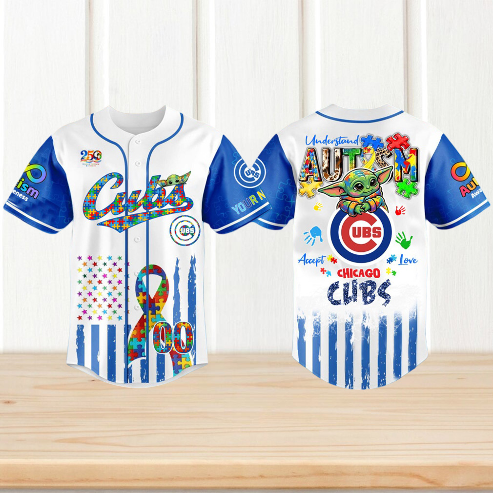 Chicago Cubs Autism Awareness Baby Yoda Custom Baseball Jersey Chicago Cubs Autism Awareness Baby Yoda Custom Baseball Jersey