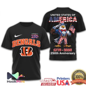 Cincinnati Bengals 250th Anniversary 1776 2026 USA Eagle Patriotic T Shirt