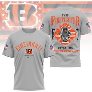 Cincinnati Bengals Firefighter Graphic NFL Fire Dept Design Men's Orange Black T Shirt