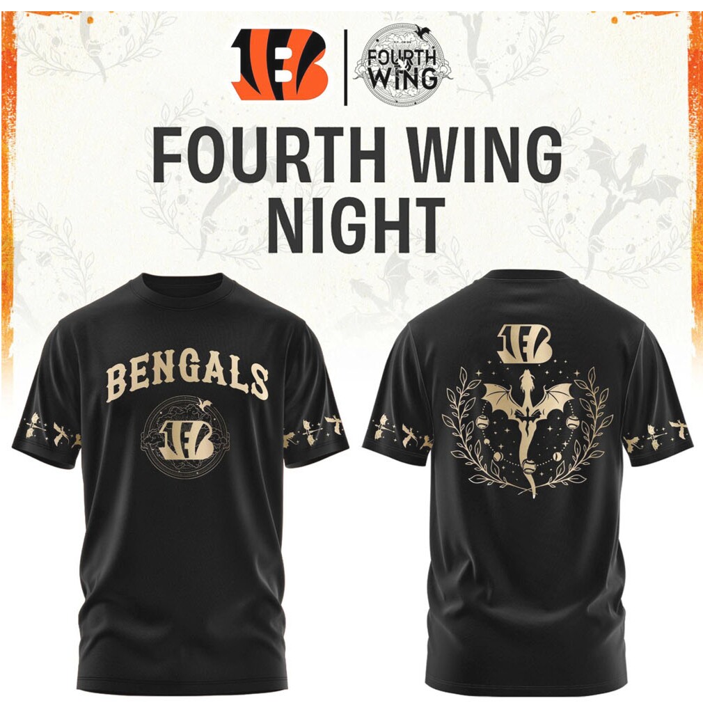 Cincinnati Bengals Fourth Wing Night Dragon Gold Foil Apparel T Shirt Cincinnati Bengals Fourth Wing Night Dragon Gold Foil Apparel T Shirt