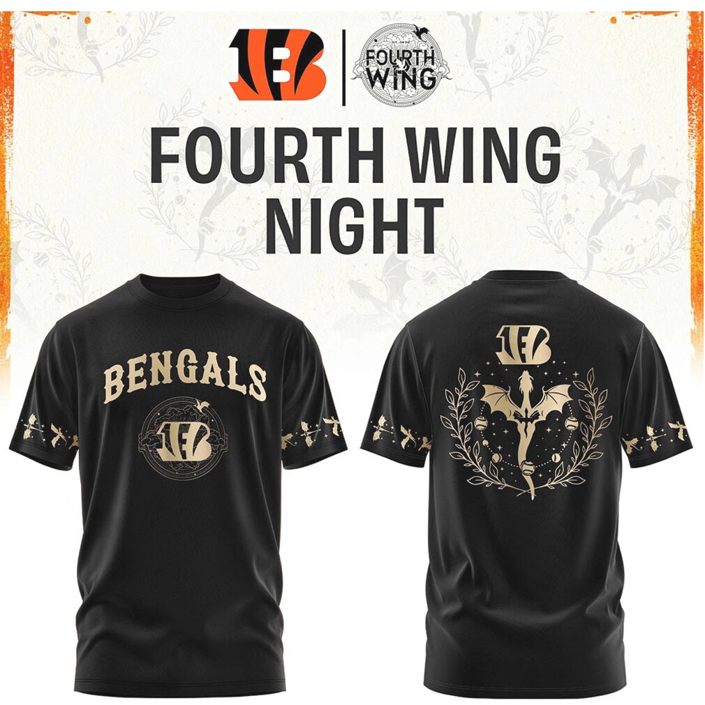 Cincinnati Bengals Fourth Wing Night Dragon Gold Foil Apparel T Shirt Cincinnati Bengals Fourth Wing Night Dragon Gold Foil Apparel T Shirt