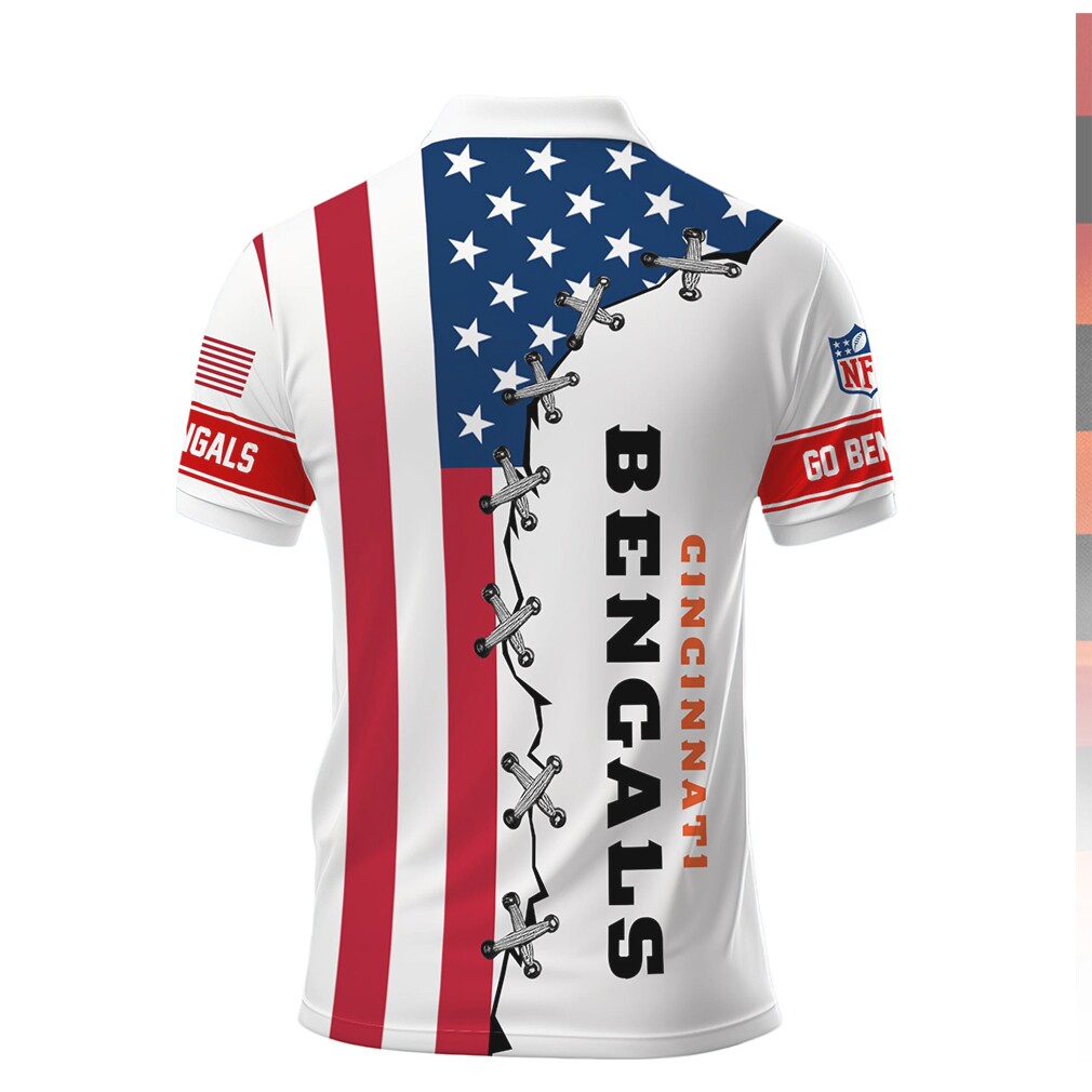 Cincinnati Bengals NFL Stars and Stripes Patriotic Lace Up Polo Cincinnati Bengals NFL Stars and Stripes Patriotic Lace Up Polo