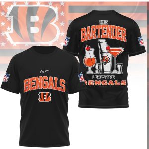 Cincinnati Bengals NFL This Bartender Loves The Bengals Cocktail T Shirt