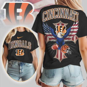Cincinnati Bengals Patriotic Eagle American Flag Cross NFL Football T Shirt