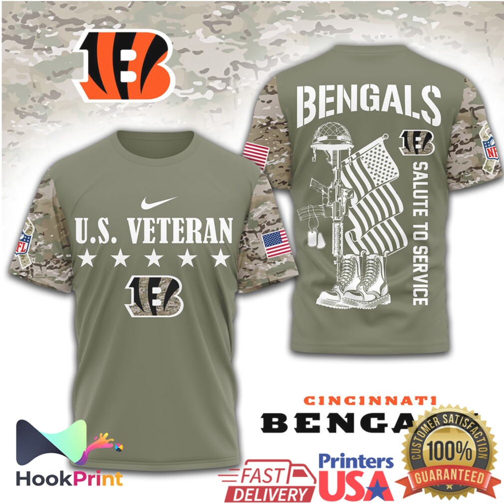 Cincinnati Bengals U.S. Veteran Salute to Service Olive Camo T Shirt Cincinnati Bengals U.S. Veteran Salute to Service Olive Camo T Shirt