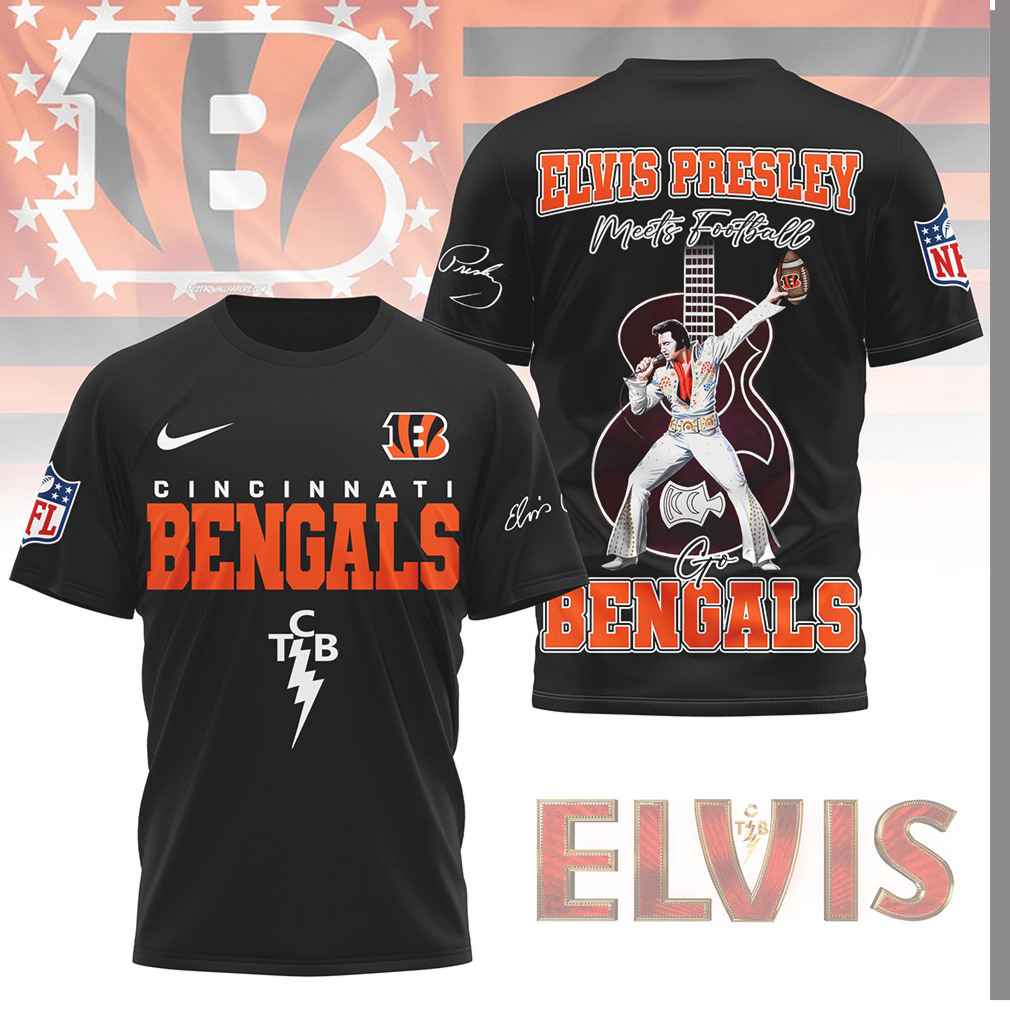 Cincinnati Bengals x Elvis Presley King of Football T Shirt Cincinnati Bengals x Elvis Presley King of Football T Shirt
