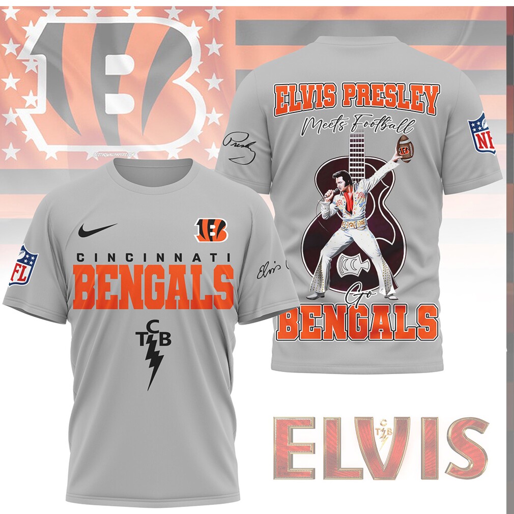 Cincinnati Bengals x Elvis Presley King of Football T Shirt Cincinnati Bengals x Elvis Presley King of Football T Shirt