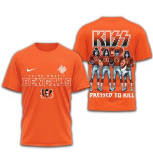 Cincinnati Bengals x KISS Dressed To Kill Rock & Roll Football T Shirt Cincinnati Bengals x KISS Dressed To Kill Rock & Roll Football T Shirt