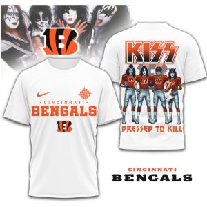 Cincinnati Bengals x KISS Dressed To Kill Rock & Roll Football T Shirt