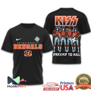 Cincinnati Bengals x KISS Rock Band Dressed To Kill T Shirt