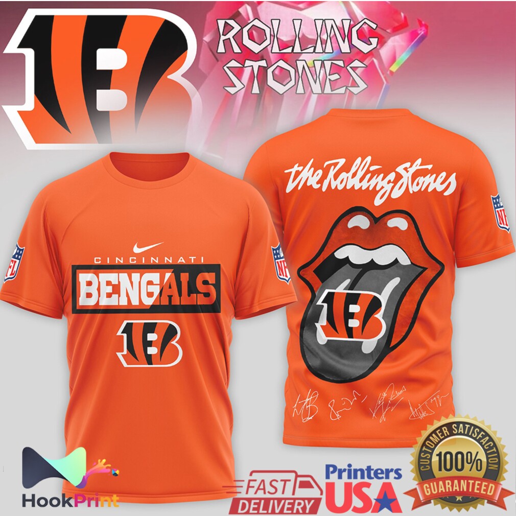 Cincinnati Bengals x Rolling Stones Rock n' Roll Football T Shirt Cincinnati Bengals x Rolling Stones Rock n' Roll Football T Shirt