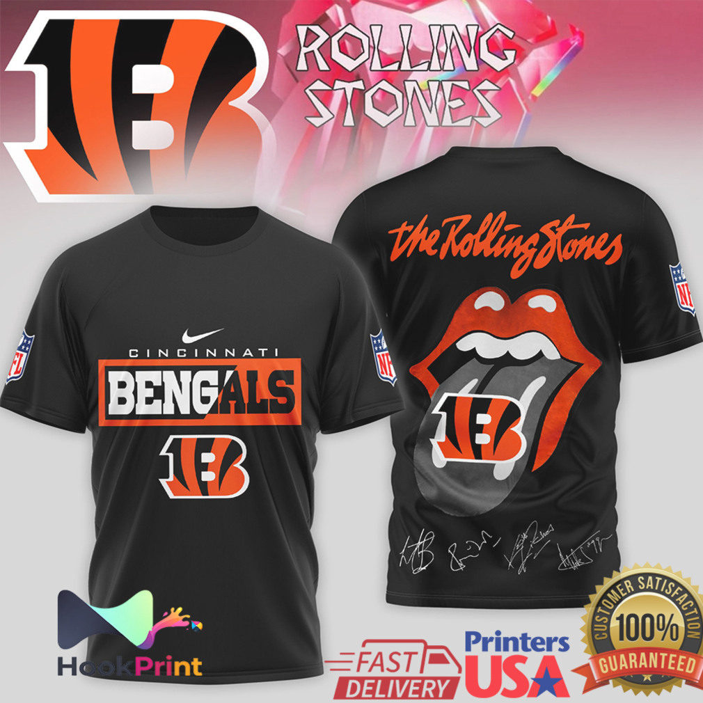 Cincinnati Bengals x Rolling Stones Rock n' Roll Football T Shirt Cincinnati Bengals x Rolling Stones Rock n' Roll Football T Shirt