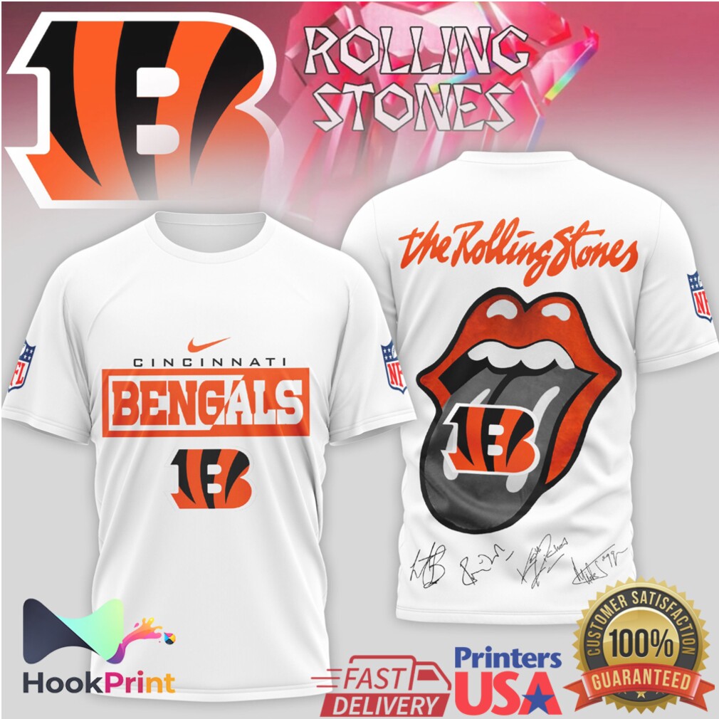 Cincinnati Bengals x Rolling Stones Rock n’ Roll Football T Shirt Cincinnati Bengals x Rolling Stones Rock n’ Roll Football T Shirt