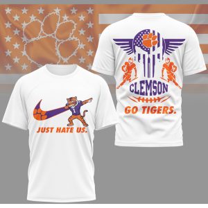 Clemson Tigers “Just Hate Us” Dabbing Tiger Paw Gameday T Shirt