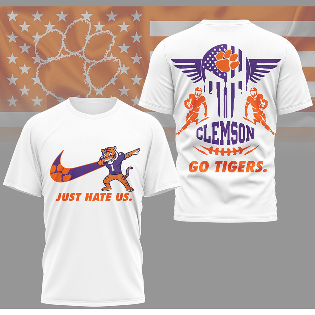 Clemson Tigers “Just Hate Us” Dabbing Tiger Paw Gameday T Shirt Clemson Tigers “Just Hate Us” Dabbing Tiger Paw Gameday T Shirt