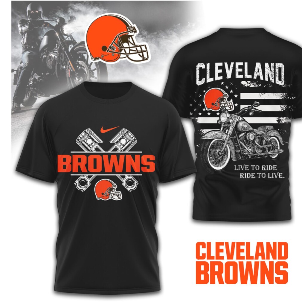 Cleveland Browns Biker Live To Ride Motorcycle Flag Design Orange Brown T Shirt Cleveland Browns Biker Live To Ride Motorcycle Flag Design Orange Brown T Shirt