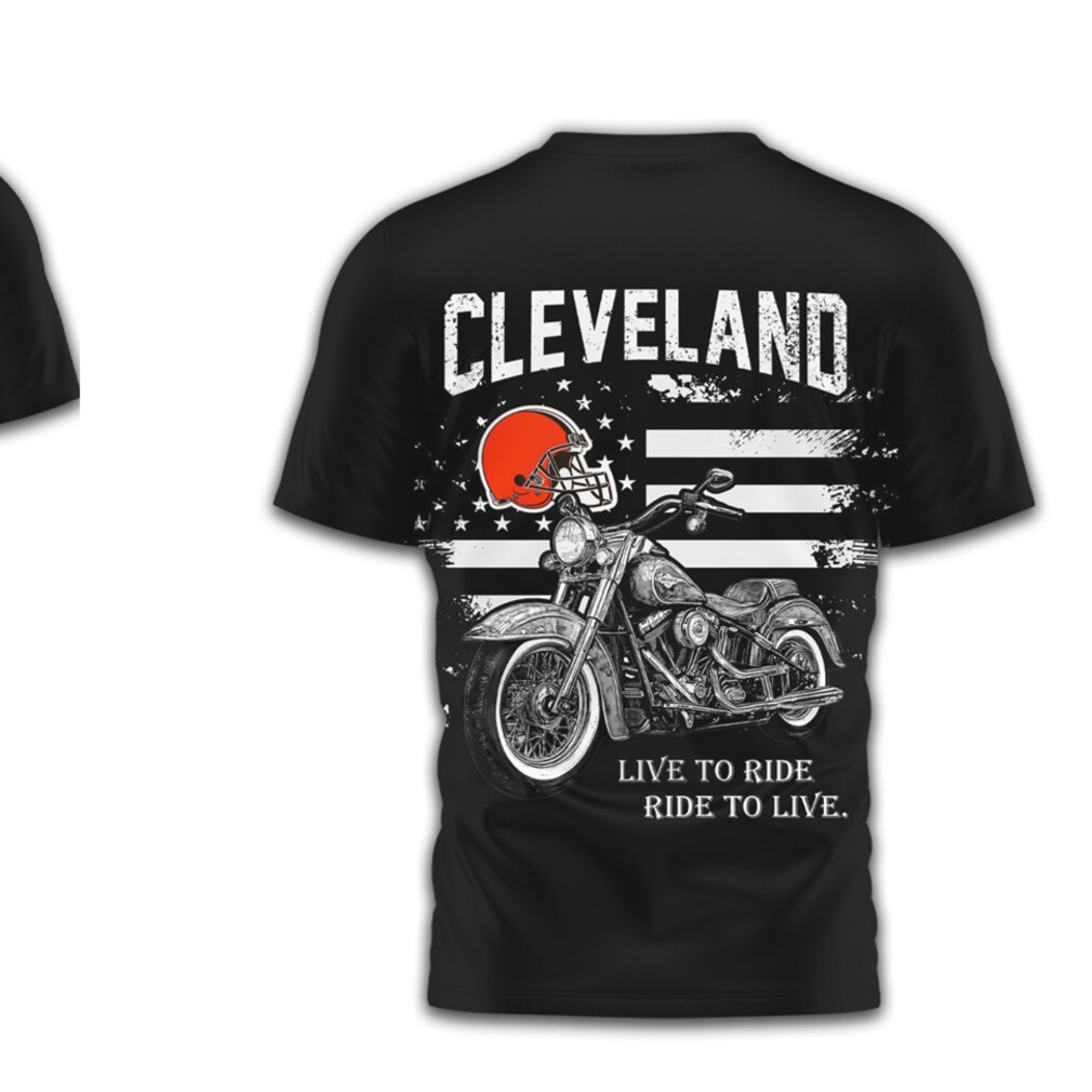 Cleveland Browns Biker Live To Ride Motorcycle Flag Design Orange Brown T Shirt Cleveland Browns Biker Live To Ride Motorcycle Flag Design Orange Brown T Shirt