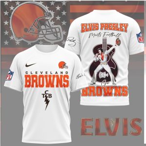 Cleveland Browns Elvis Presley Meets Football TCB Lightning Bolt Shirt