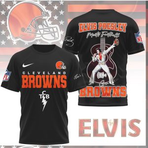 Cleveland Browns Elvis Presley Meets Football TCB Lightning Bolt Shirt