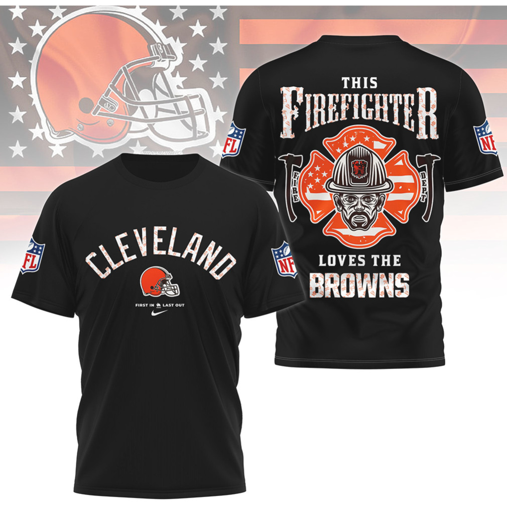 Cleveland Browns Firefighter Men's NFL Hero Distressed Design Orange Brown Fan T Shirt Cleveland Browns Firefighter Men's NFL Hero Distressed Design Orange Brown Fan T Shirt