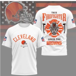 Cleveland Browns Firefighter Men's NFL Hero Distressed Design Orange Brown Fan T Shirt