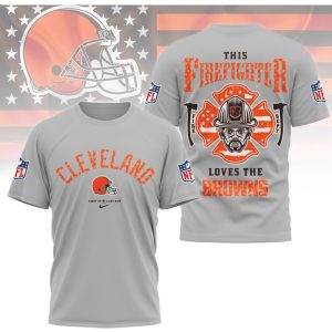 Cleveland Browns Firefighter Men's NFL Hero Distressed Design Orange Brown Fan T Shirt