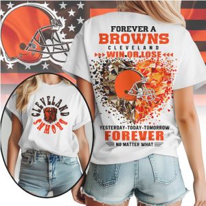 Cleveland Browns Forever Fan Heart Graphic Win Or Lose Team Loyalty Orange T Shirt