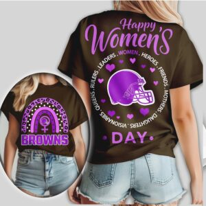 Cleveland Browns Happy Womens Day Football Helmet Rainbow T Shirt