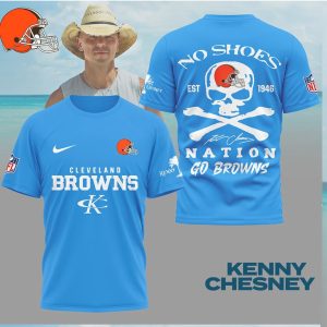 Cleveland Browns Kenny Chesney No Shoes Nation Skull T Shirt
