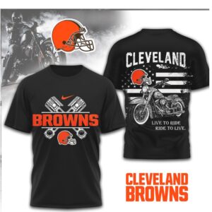 Cleveland Browns Motorcycle Biker Live to Ride NFL Shirt