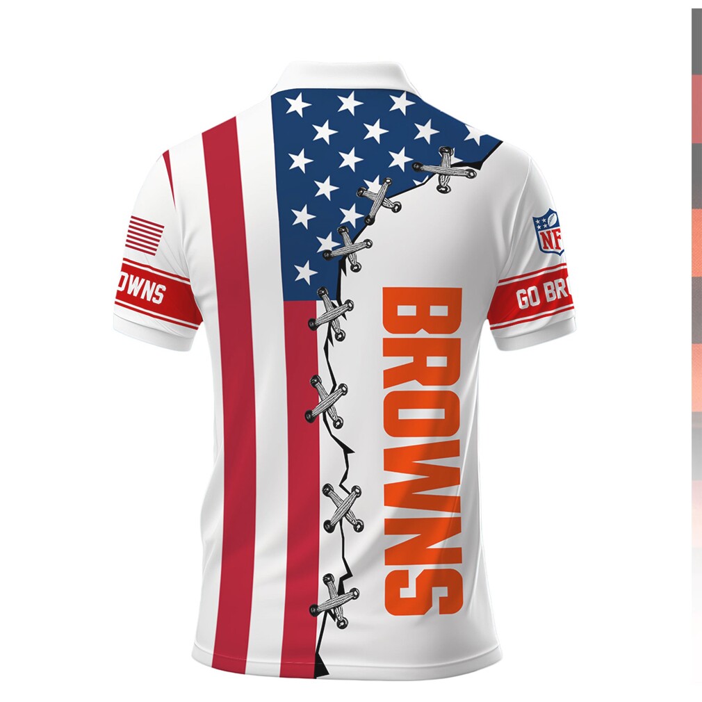 Cleveland Browns NFL American Flag Aesthetic Lace Up Polo Shirt Cleveland Browns NFL American Flag Aesthetic Lace Up Polo Shirt