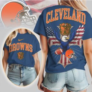 Cleveland Browns Patriotic Eagle American Flag Cross NFL Football T Shirt Cleveland Browns Patriotic Eagle American Flag Cross NFL Football T Shirt