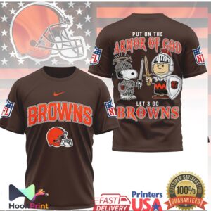Cleveland Browns Peanuts Snoopy Put On The Armor Of God Shirt