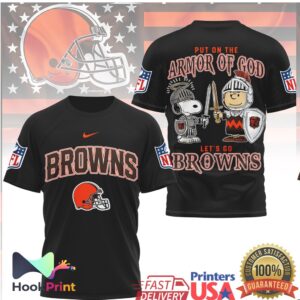 Cleveland Browns Peanuts Snoopy Put On The Armor Of God Shirt