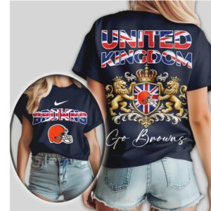 Cleveland Browns United Kingdom Flag British Pride NFL Football T Shirt