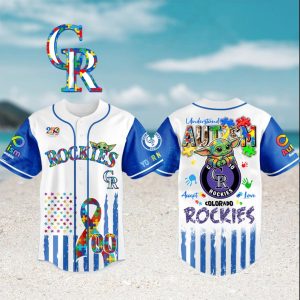 Colorado Rockies Autism Awareness Baby Yoda Custom Baseball Jersey