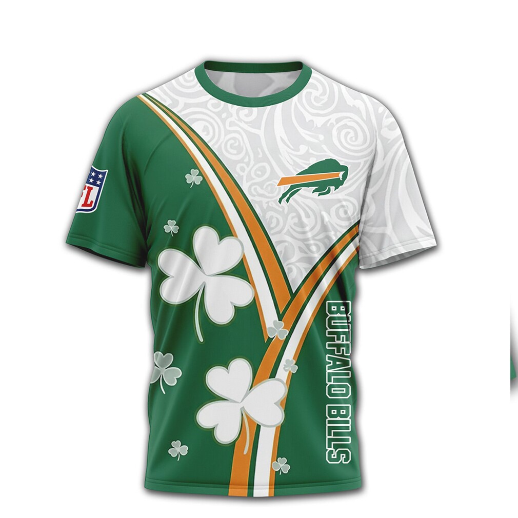 Custom Buffalo Bills St. Patrick's Day Clover NFL Shirt Custom Buffalo Bills St. Patrick's Day Clover NFL Shirt