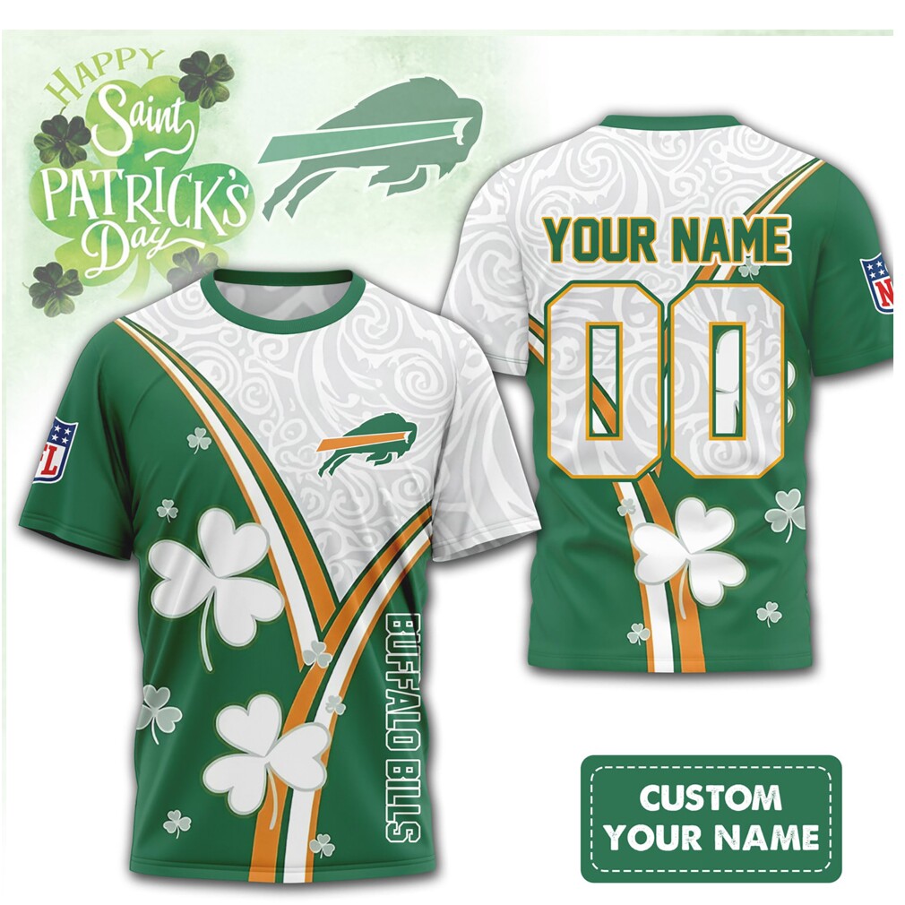 Custom Buffalo Bills St. Patrick’s Day Clover NFL Shirt Custom Buffalo Bills St. Patrick’s Day Clover NFL Shirt