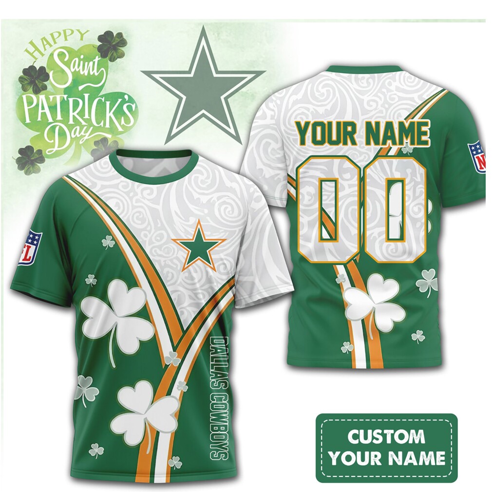 Custom Dallas Cowboys St. Patrick’s Day Clover NFL Shirt Custom Dallas Cowboys St. Patrick’s Day Clover NFL Shirt